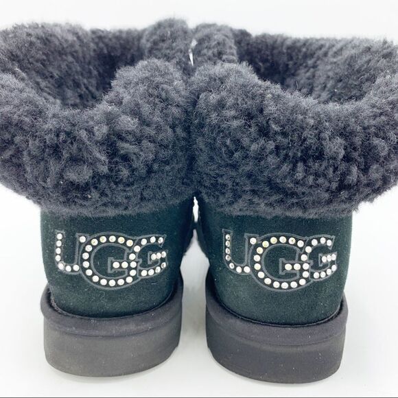 UGG WOMEN'S CLASSIC‎ Short Black BLING MINI CRYSTAL 7 - Picture 1 of 12